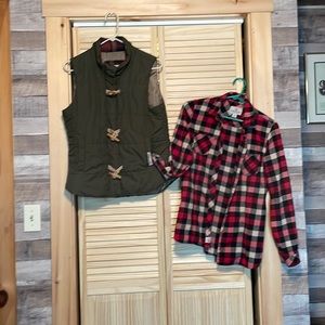 Legendary Whitetails puffer vest/w plaid flannel shirt